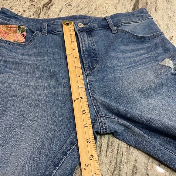 Chico's Jeans So Slimming Girlfriend Slim Leg Ankle Blue Patchwork - Picture 13 of 15